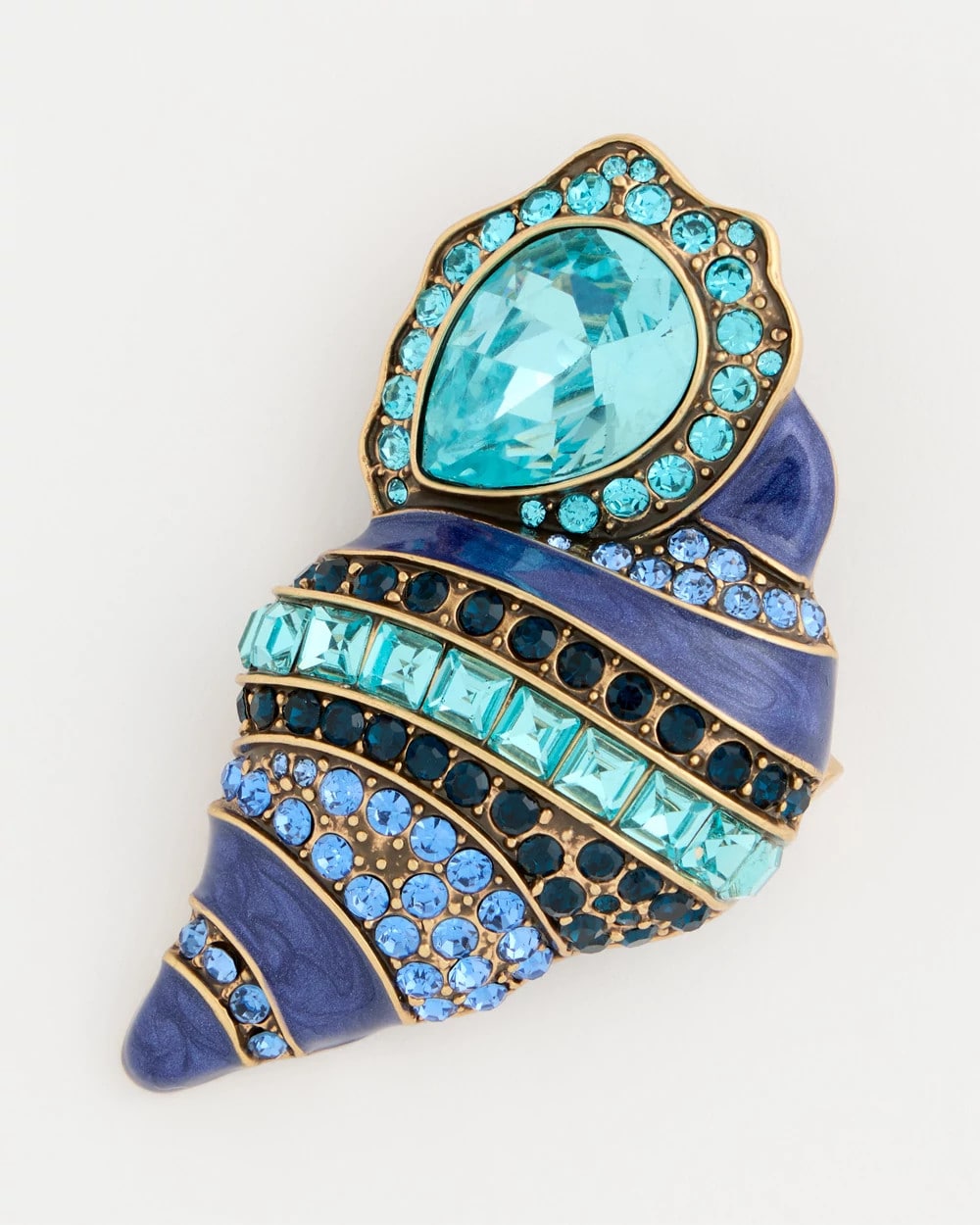 アクセサリー CHIEKO+ egg brooch Faux Blue Halo Diamond Conch Shell Brooch | Chico's